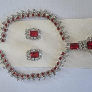 Long Sett Silver Red Stones